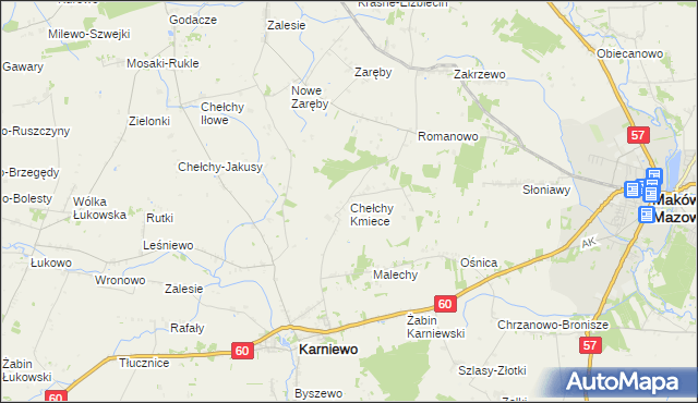 mapa Chełchy Kmiece, Chełchy Kmiece na mapie Targeo