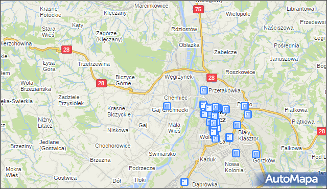 mapa Chełmiec powiat nowosądecki, Chełmiec powiat nowosądecki na mapie Targeo