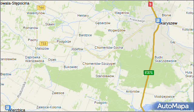 mapa Chomentów-Puszcz, Chomentów-Puszcz na mapie Targeo