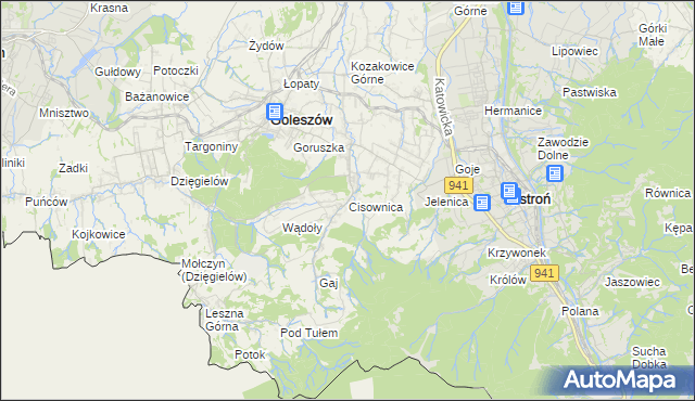mapa Cisownica, Cisownica na mapie Targeo