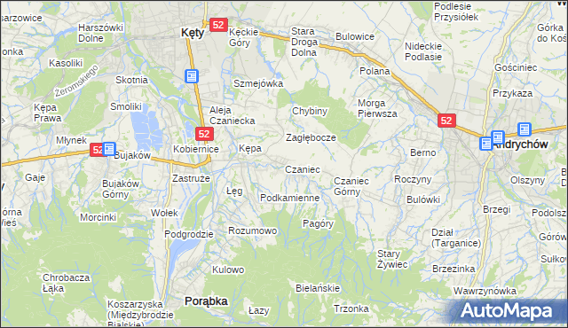 mapa Czaniec, Czaniec na mapie Targeo