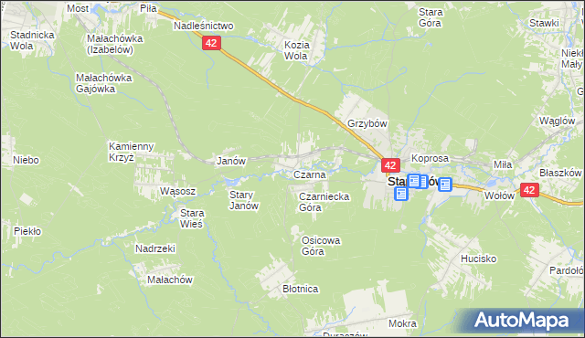 mapa Czarna gmina Stąporków, Czarna gmina Stąporków na mapie Targeo