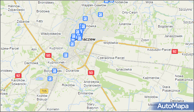 mapa Czerwonka-Parcel, Czerwonka-Parcel na mapie Targeo