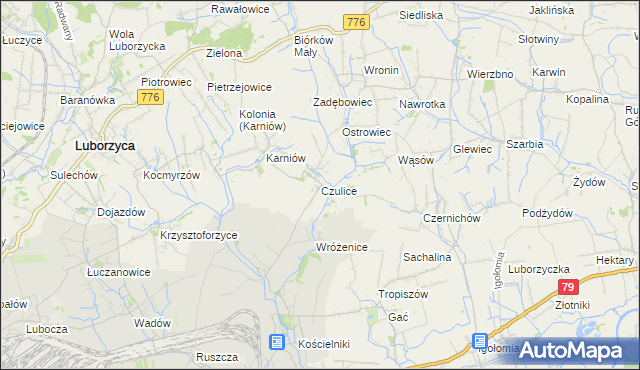 mapa Czulice, Czulice na mapie Targeo