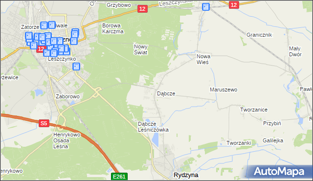 mapa Dąbcze, Dąbcze na mapie Targeo