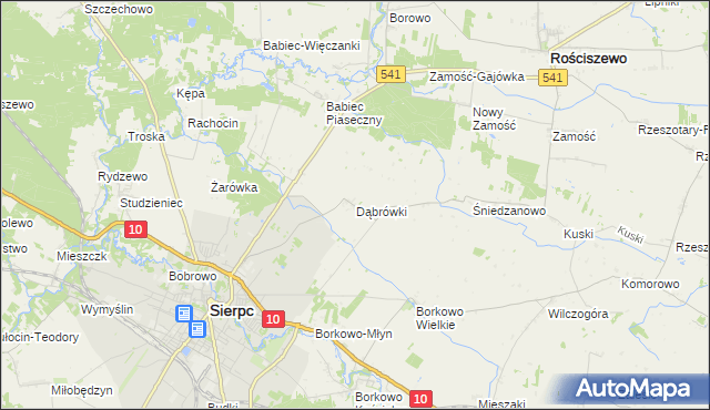 mapa Dąbrówki gmina Sierpc, Dąbrówki gmina Sierpc na mapie Targeo