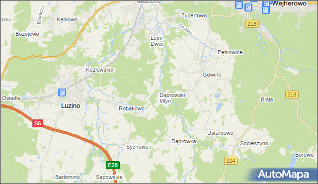 mapa Dąbrowski Młyn, Dąbrowski Młyn na mapie Targeo