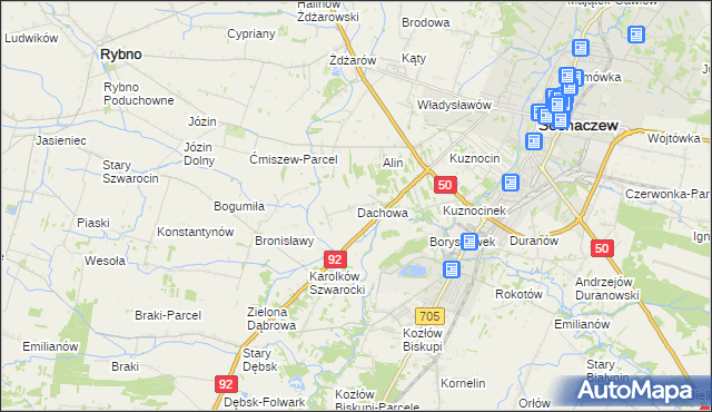 mapa Dachowa gmina Sochaczew, Dachowa gmina Sochaczew na mapie Targeo