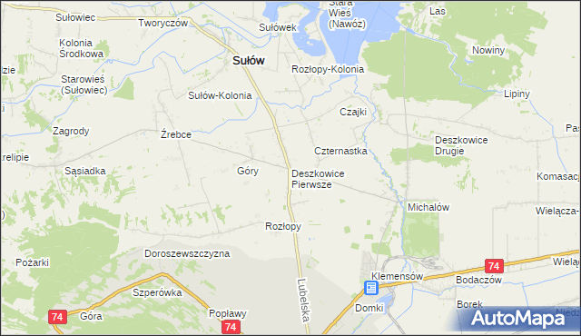 mapa Deszkowice Pierwsze, Deszkowice Pierwsze na mapie Targeo