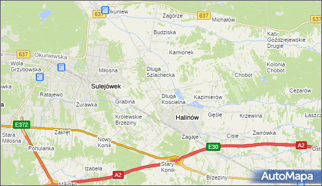 mapa Długa Kościelna, Długa Kościelna na mapie Targeo