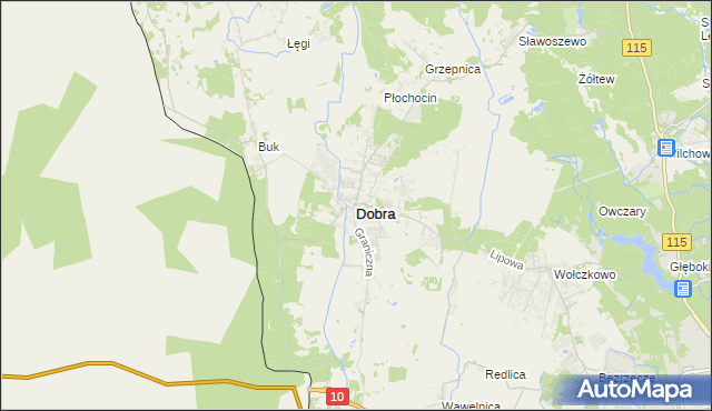 mapa Dobra gmina Dobra (Szczecińska), Dobra gmina Dobra (Szczecińska) na mapie Targeo