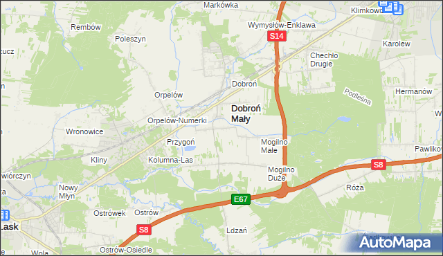 mapa Dobroń Duży, Dobroń Duży na mapie Targeo