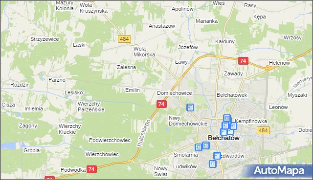 mapa Domiechowice, Domiechowice na mapie Targeo
