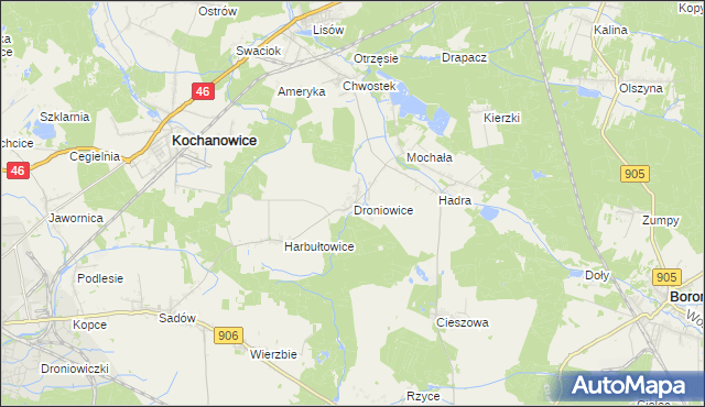 mapa Droniowice, Droniowice na mapie Targeo
