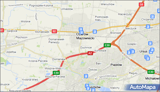 mapa Duchnice, Duchnice na mapie Targeo