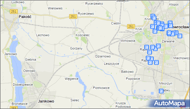 mapa Dziarnowo gmina Pakość, Dziarnowo gmina Pakość na mapie Targeo