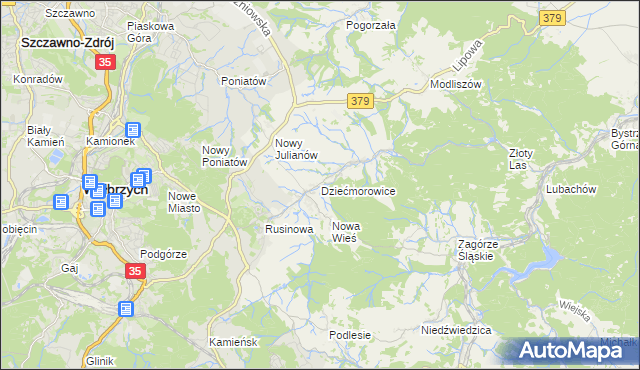 mapa Dziećmorowice, Dziećmorowice na mapie Targeo