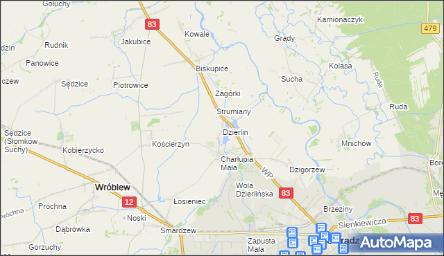 mapa Dzierlin, Dzierlin na mapie Targeo