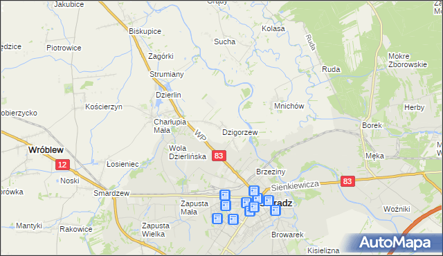 mapa Dzigorzew, Dzigorzew na mapie Targeo