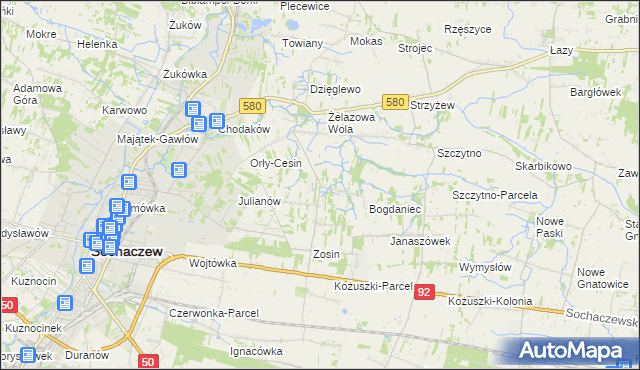 mapa Feliksów gmina Sochaczew, Feliksów gmina Sochaczew na mapie Targeo