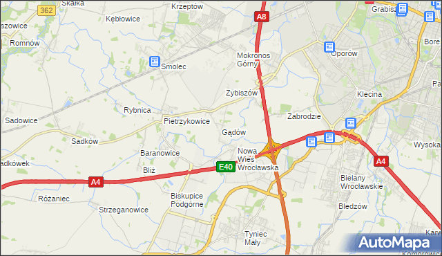 mapa Gądów, Gądów na mapie Targeo