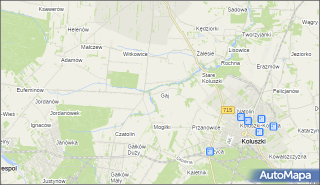 mapa Gaj gmina Brzeziny, Gaj gmina Brzeziny na mapie Targeo