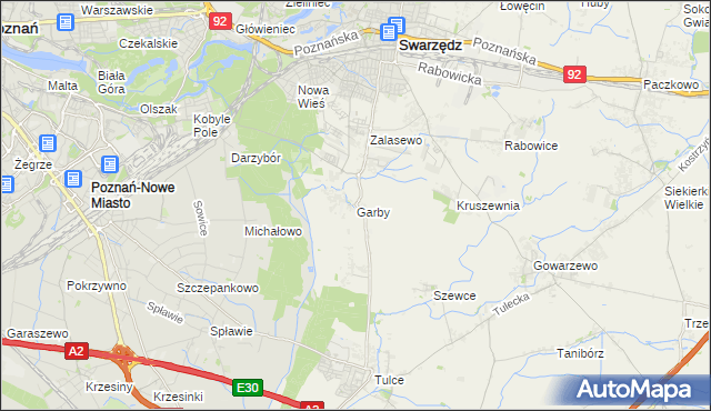 mapa Garby gmina Swarzędz, Garby gmina Swarzędz na mapie Targeo