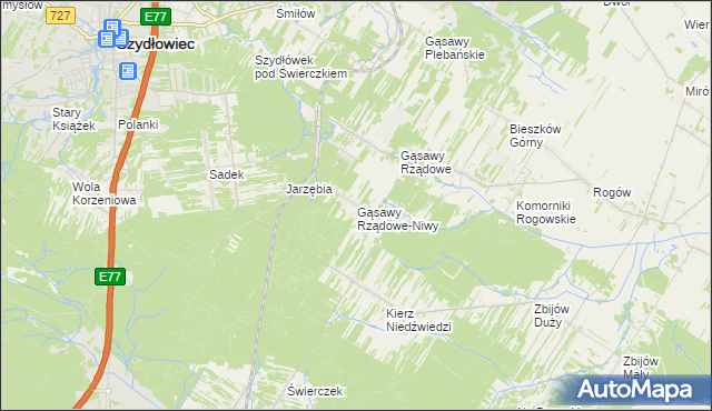 mapa Gąsawy Rządowe-Niwy, Gąsawy Rządowe-Niwy na mapie Targeo