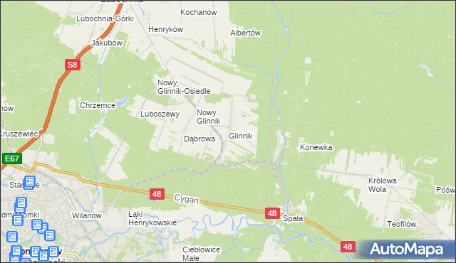 mapa Glinnik gmina Lubochnia, Glinnik gmina Lubochnia na mapie Targeo
