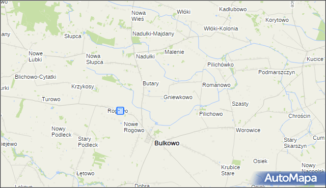 mapa Gniewkowo gmina Bulkowo, Gniewkowo gmina Bulkowo na mapie Targeo