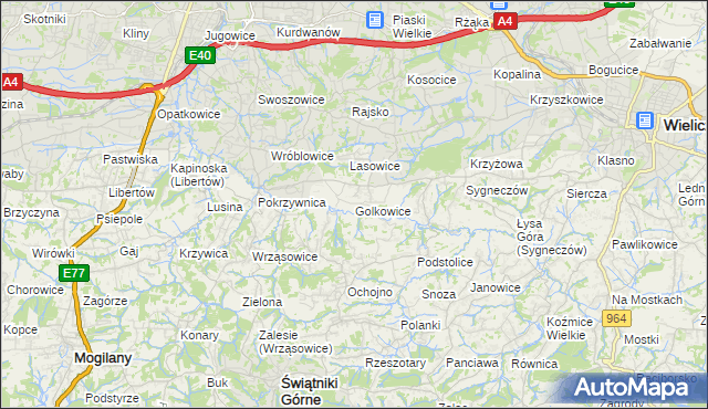 mapa Golkowice, Golkowice na mapie Targeo