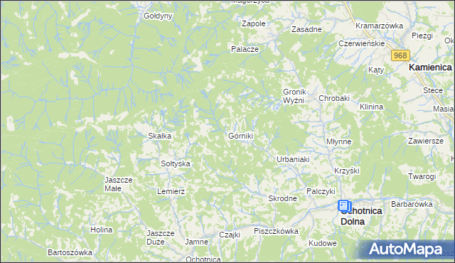 mapa Górniki gmina Ochotnica Dolna, Górniki gmina Ochotnica Dolna na mapie Targeo