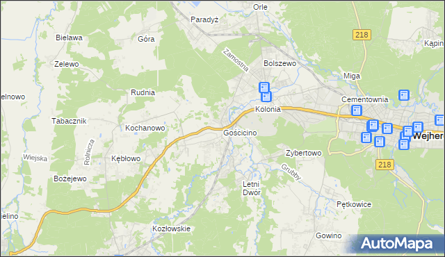 mapa Gościcino, Gościcino na mapie Targeo