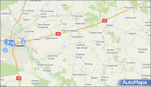 mapa Grabów nad Wisłą, Grabów nad Wisłą na mapie Targeo