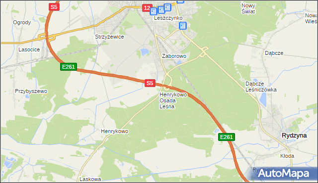 mapa Henrykowo Osada Leśna, Henrykowo Osada Leśna na mapie Targeo