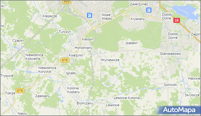 mapa Hryniewicze, Hryniewicze na mapie Targeo