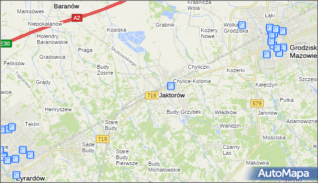 mapa Jaktorów, Jaktorów na mapie Targeo
