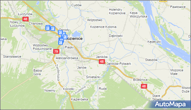 mapa Janików gmina Kozienice, Janików gmina Kozienice na mapie Targeo