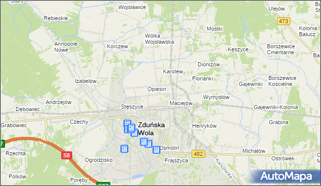 mapa Janiszewice, Janiszewice na mapie Targeo