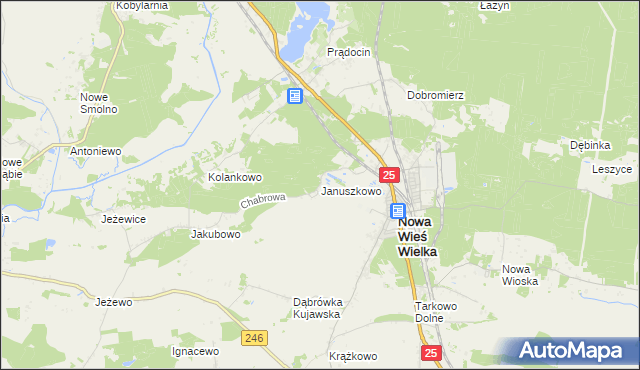 mapa Januszkowo gmina Nowa Wieś Wielka, Januszkowo gmina Nowa Wieś Wielka na mapie Targeo