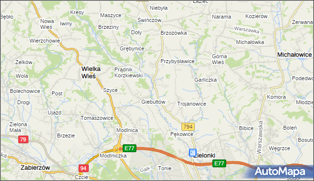 mapa Januszowice gmina Zielonki, Januszowice gmina Zielonki na mapie Targeo