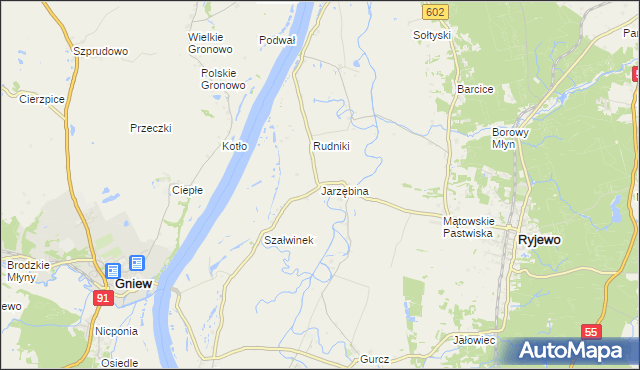 mapa Jarzębina, Jarzębina na mapie Targeo