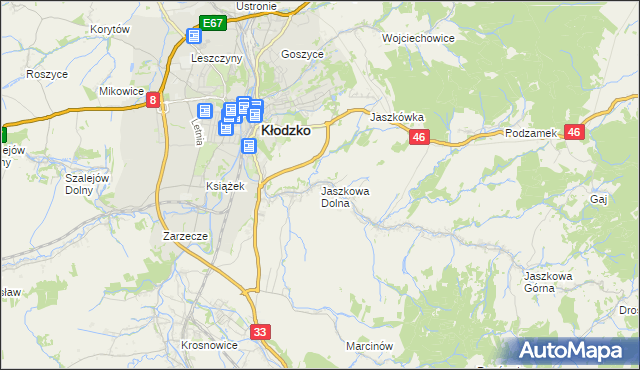 mapa Jaszkowa Dolna, Jaszkowa Dolna na mapie Targeo