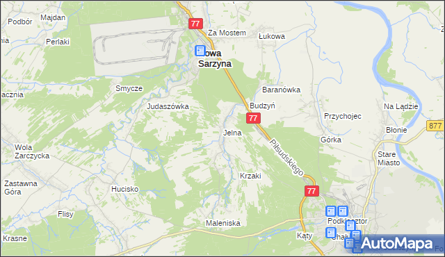 mapa Jelna gmina Nowa Sarzyna, Jelna gmina Nowa Sarzyna na mapie Targeo