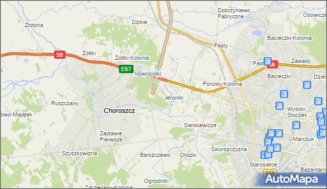 mapa Jeroniki, Jeroniki na mapie Targeo