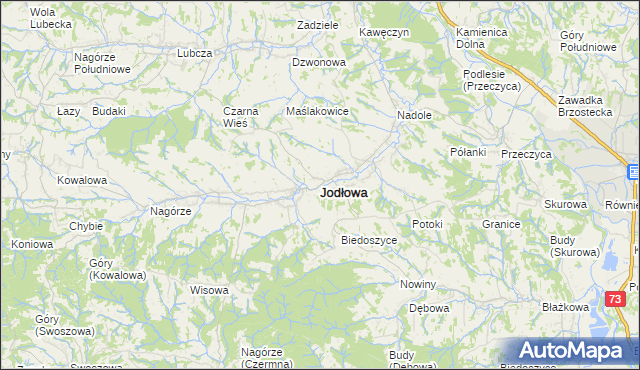 mapa Jodłowa, Jodłowa na mapie Targeo