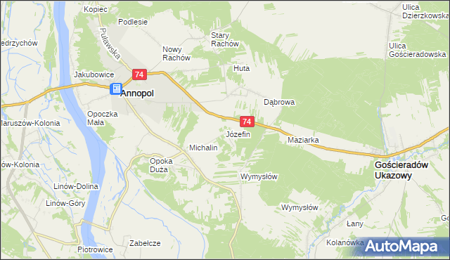 mapa Józefin gmina Annopol, Józefin gmina Annopol na mapie Targeo
