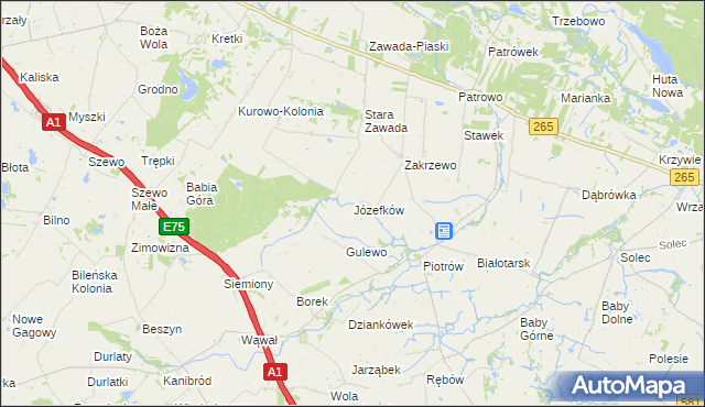 mapa Józefków gmina Gostynin, Józefków gmina Gostynin na mapie Targeo