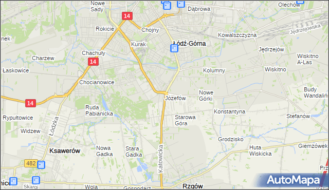 mapa Józefów gmina Łódź, Józefów gmina Łódź na mapie Targeo