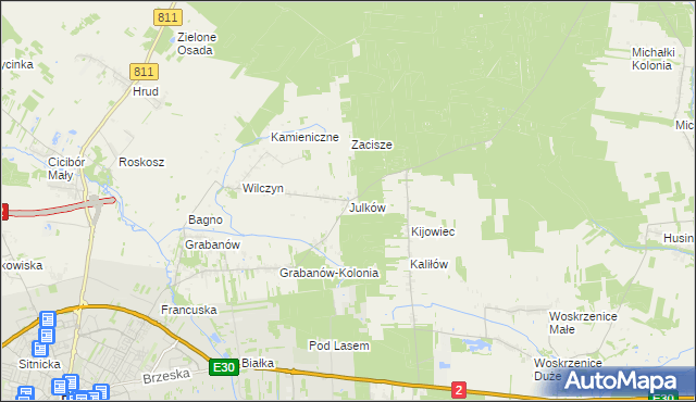 mapa Julków gmina Biała Podlaska, Julków gmina Biała Podlaska na mapie Targeo